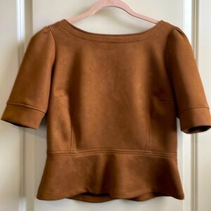 EUC Ann Taylor faux suede peplum top
